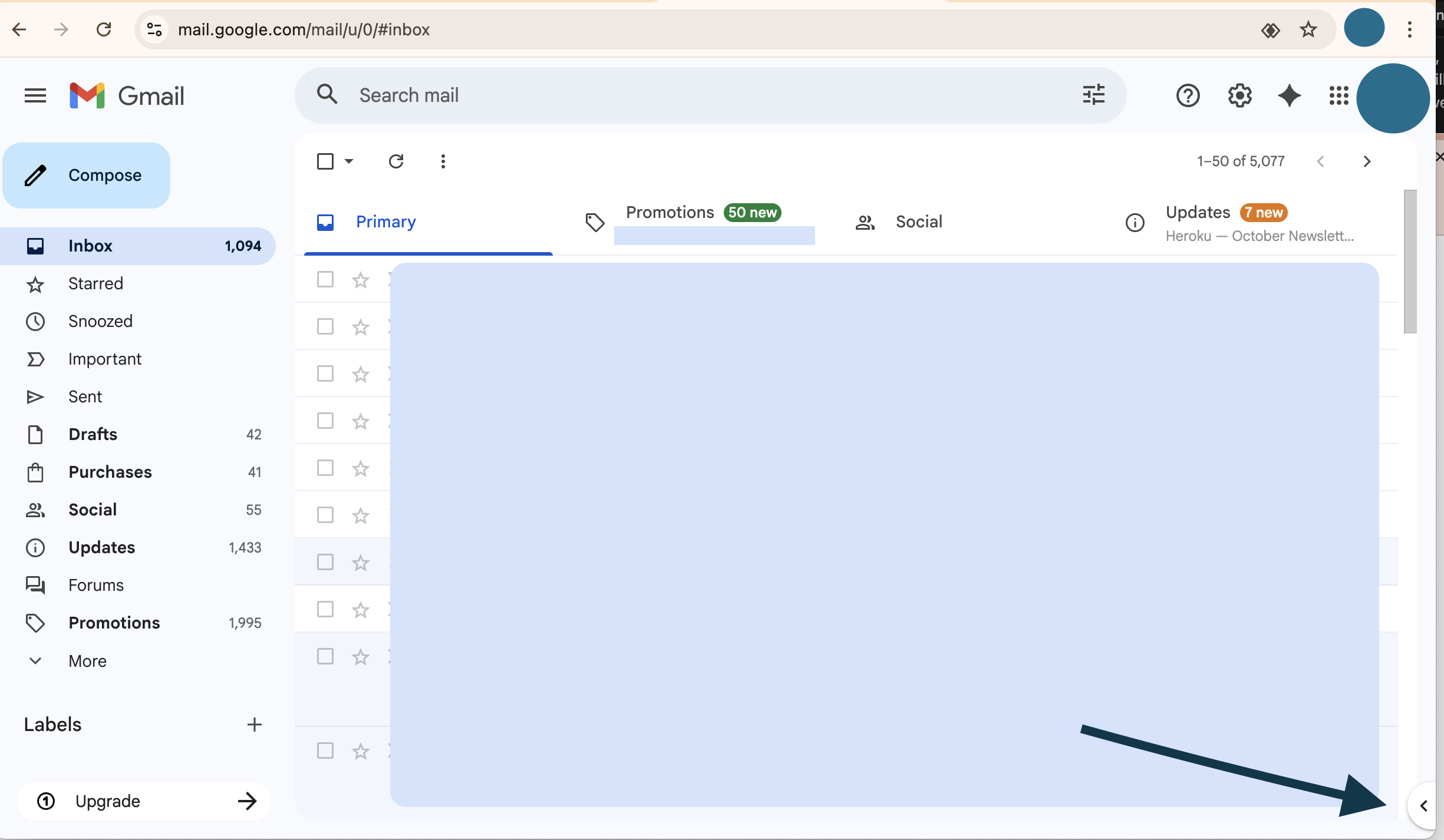 Gmail Sidebar Toggle Location