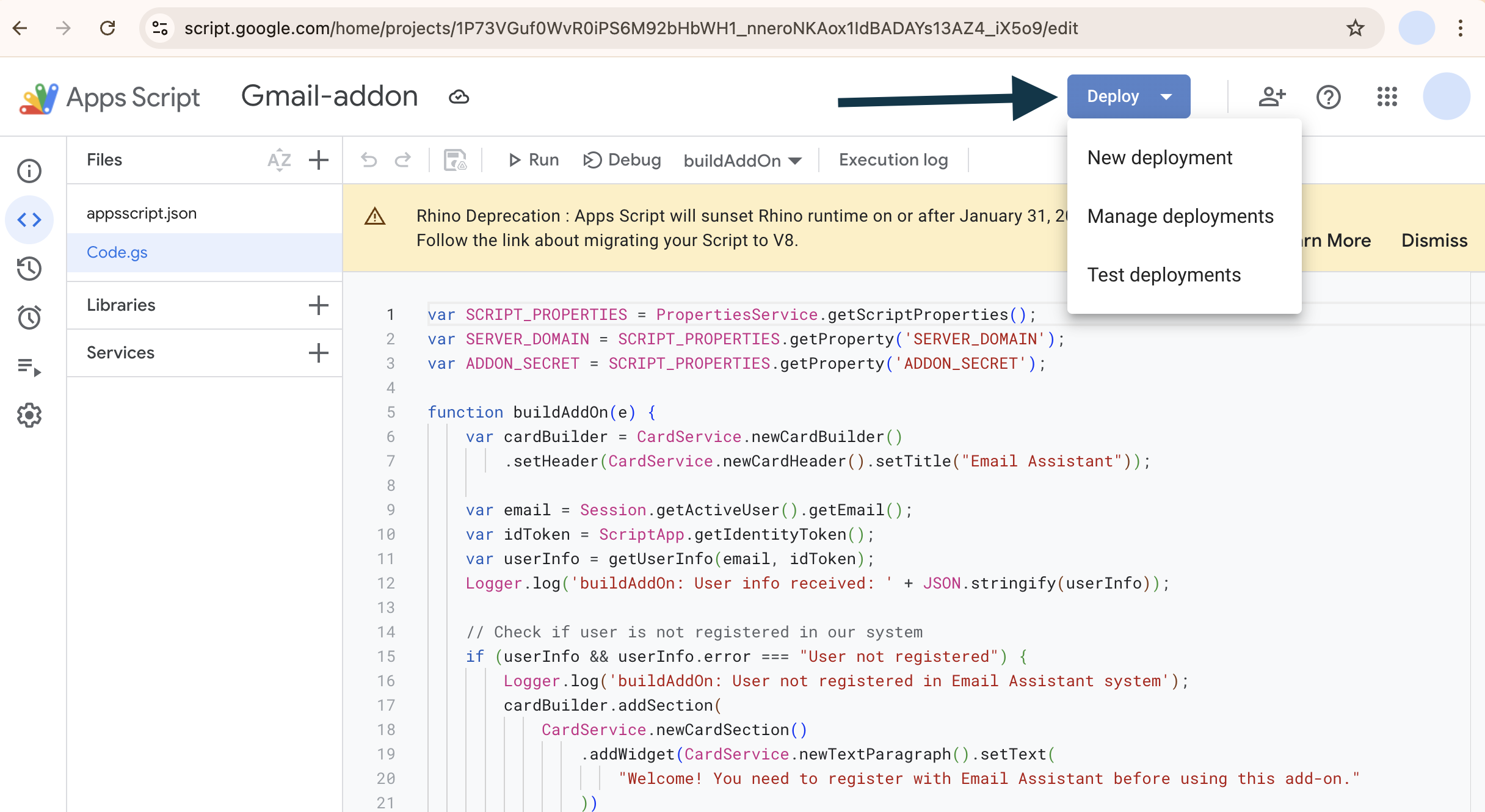 Google Apps Script Interface