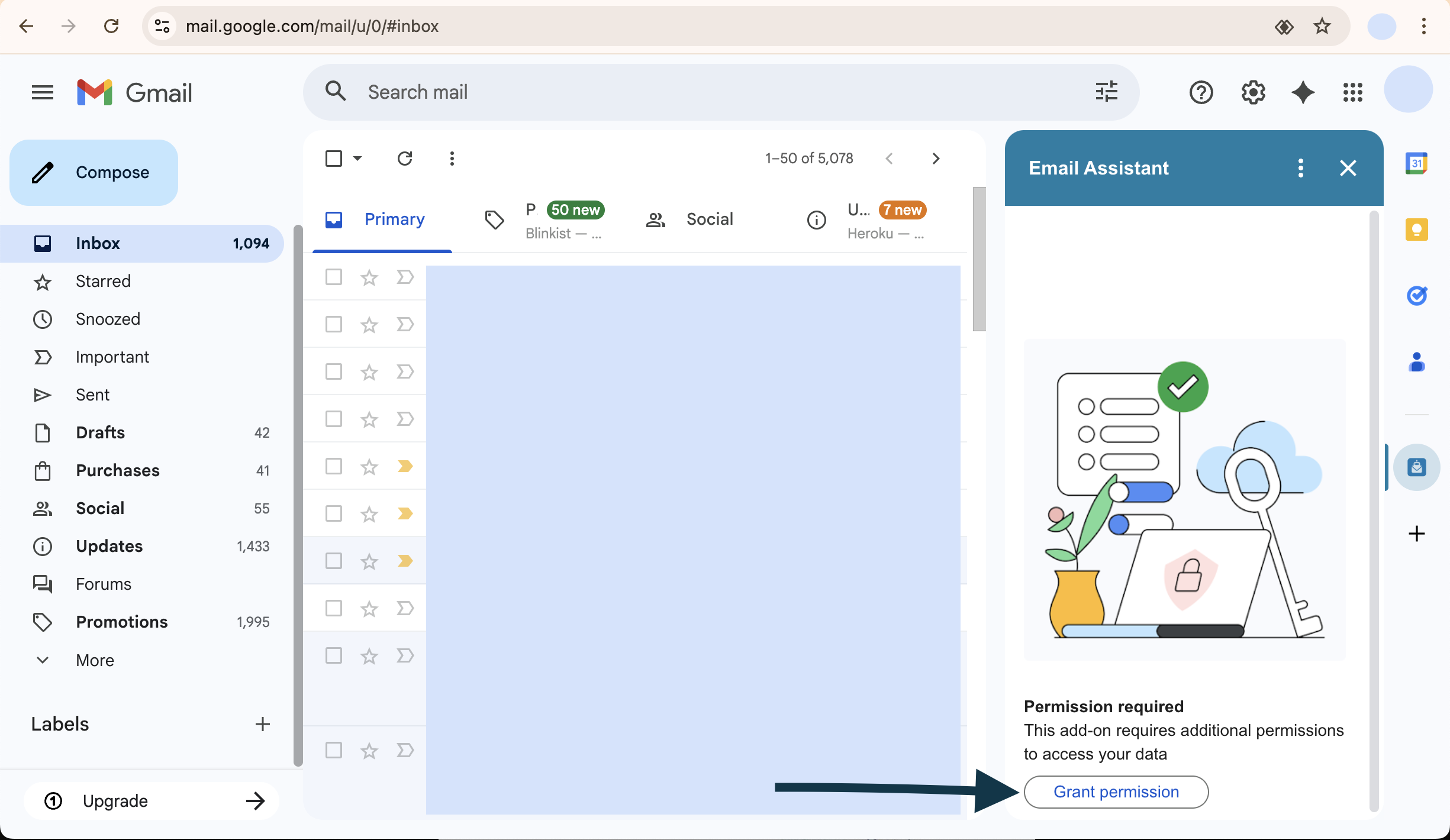 Add-on Opened - Grant Permissions