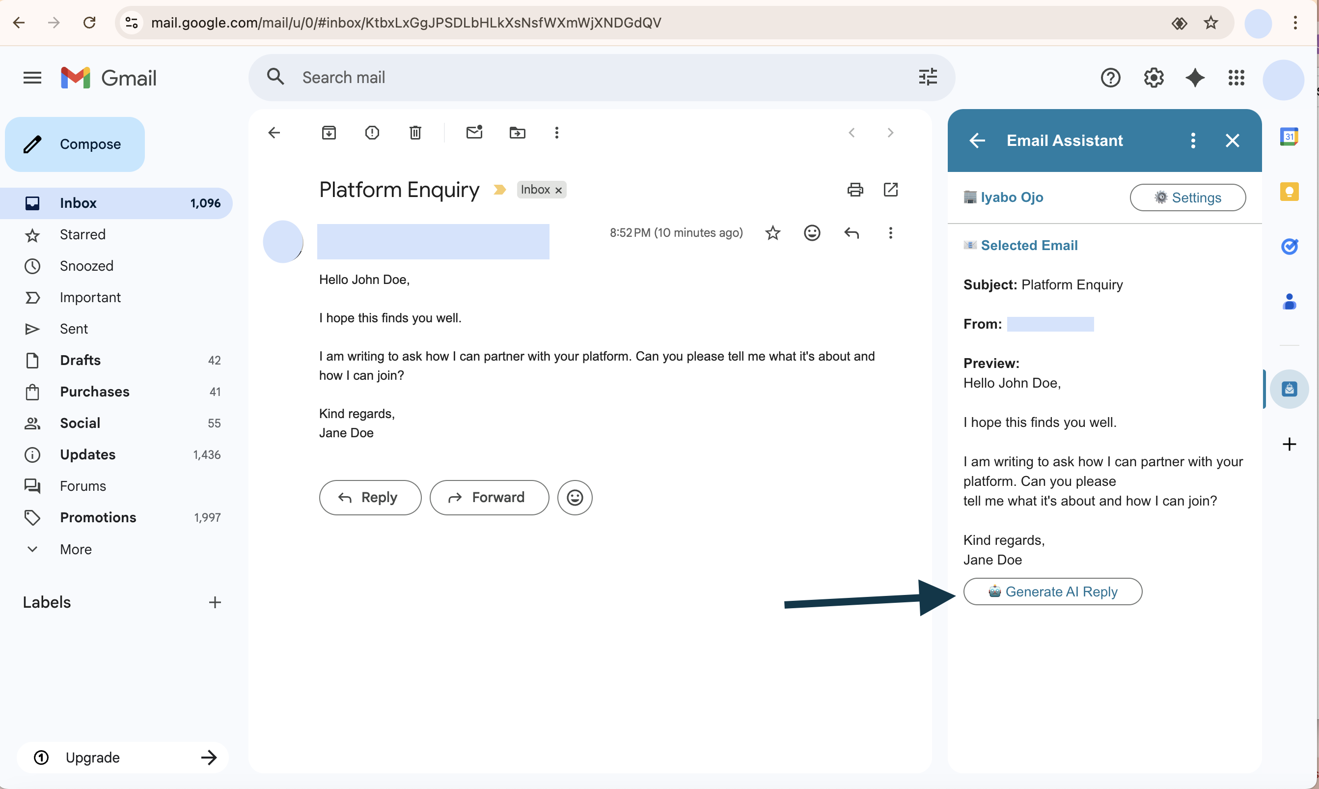 Email Preview - Generate Reply